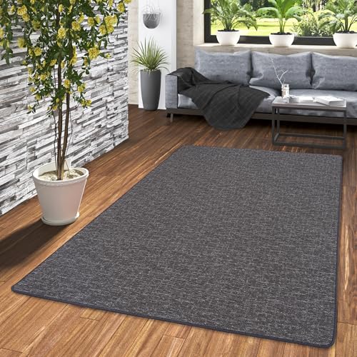 Snapstyle Feinschlingen Teppich Niva - Melierter Designer Teppich aus 100% Polypropylen, Pflegeleicht & Strapazierfähig, Modern für Wohnzimmer, Flur & Läufer, Langlebig und Robust in Anthrazit von Snapstyle