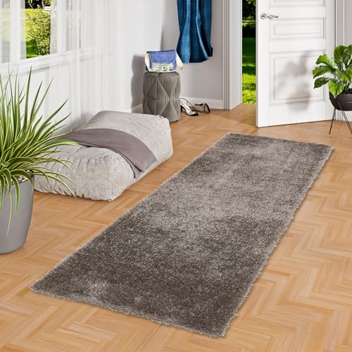 Snapstyle Hochflor Langflor Teppich Läufer Bilbao Grau - Weicher und Flauschiger Teppich in Verschiedenen Größen für Flur und Diele von Snapstyle