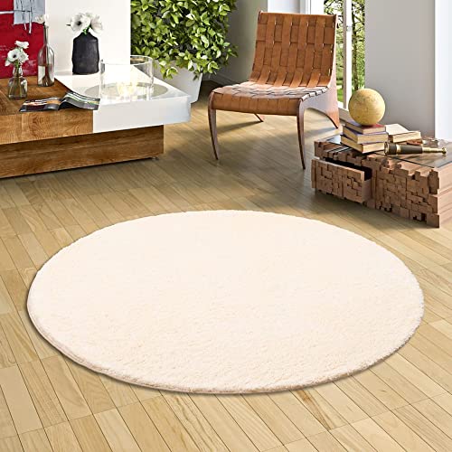 Snapstyle Hochflor Shaggy Teppich Palace Creme Rund in 7 Größen von Snapstyle
