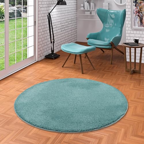 Snapstyle Hochflor Shaggy Teppich Palace Mintgrün Rund in 7 Größen von Snapstyle