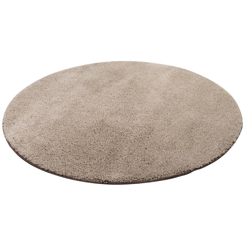 Snapstyle Hochflor Shaggy Teppich Palace Rund Taupe 133x133cm von Snapstyle
