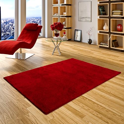 Snapstyle Hochflor Shaggy Teppich Palace Weinrot Rot in 24 Größen von Snapstyle