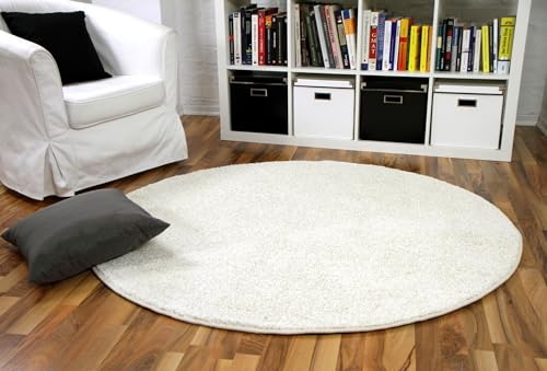 Snapstyle Hochflor Velours Teppich Mona Creme Rund in 7 Größen von Snapstyle