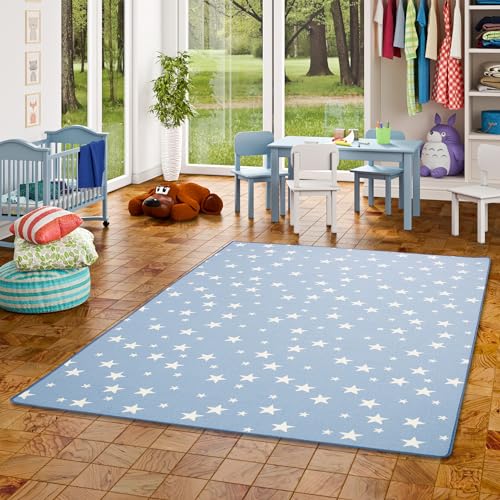 Snapstyle Kinder Spiel Teppich Sterne Blau in 24 Größen von Snapstyle