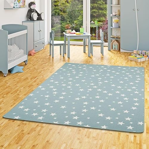 Snapstyle Kinder Spiel Teppich Sterne Mintgrün in 24 Größen von Snapstyle