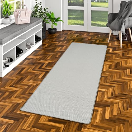 Snapstyle Läufer Teppich Bentzon Flachgewebe Strapazierfähig Flur Küchenläufer Grau Silber von Snapstyle