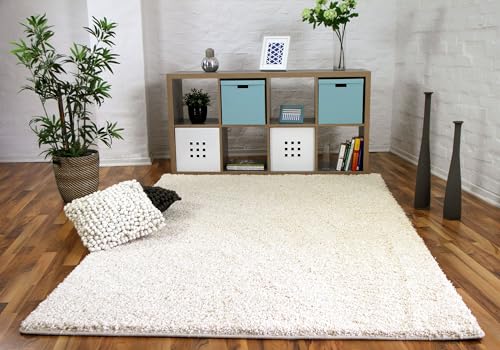 Snapstyle Luxus Hochflor Teppich Milano Creme - 100% Polypropylen, ca. 43 mm Florhöhe, weich & pflegeleicht, schadstoffgeprüft, ideal für Wohnzimmer, Schlafzimmer oder Flur - gemütlich & modern von Snapstyle