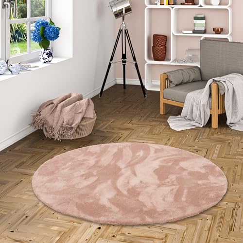 Snapstyle Luxus Hochflor Shaggy Teppich Velvet Altrosa Rund in 7 Größen von Snapstyle