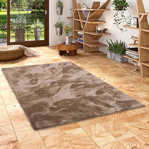 Snapstyle Luxus Hochflor Shaggy Teppich Velvet Braun in 24 Größen von Snapstyle