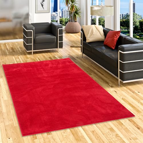 Snapstyle Luxus Super Soft Hochflor Langflor Teppich Deluxe Rot - Flauschig Weich für Wohnzimmer Schlafzimmer Kinderzimmer von Snapstyle