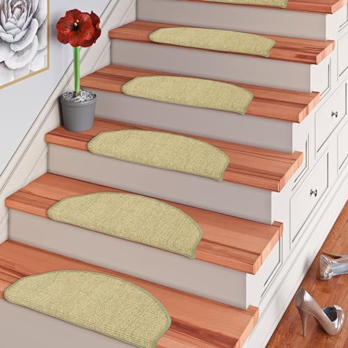 Snapstyle Natur Sisal Stufenmatte Halbrund Einfarbig, Größe/Ausführung/Menge:18x56 cm (halbrund) 1 Stck., Farbe:Grün von Snapstyle