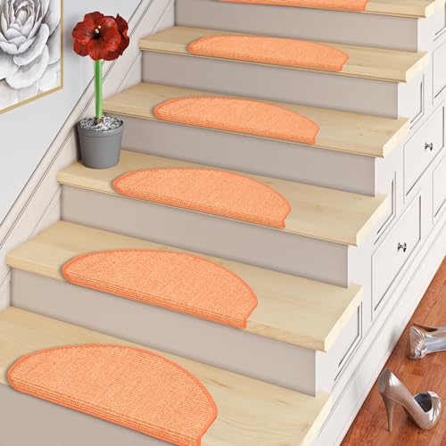 Snapstyle Natur Sisal Stufenmatte Halbrund Einfarbig, Größe/Ausführung/Menge:18x56 cm (halbrund) 1 Stck., Farbe:Orange von Snapstyle