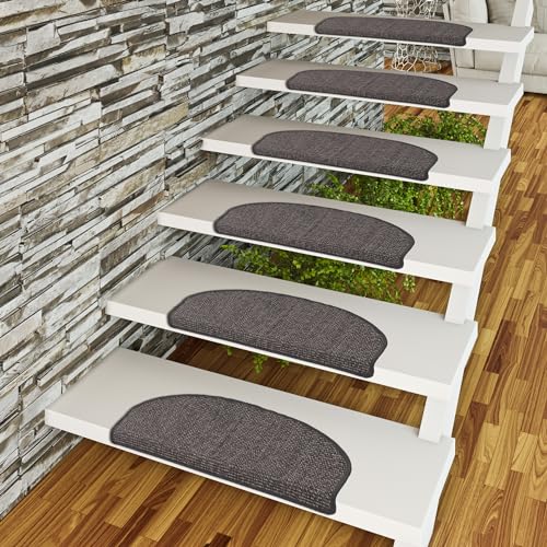 Snapstyle Natur Sisal Stufenmatte Halbrund Einfarbig, Größe/Ausführung/Menge:18x56 cm (halbrund) 1 Stck., Farbe:Stone Mix von Snapstyle