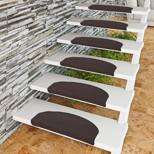 Snapstyle Natur Sisal Stufenmatte Halbrund Einfarbig, Größe/Ausführung/Menge:24x65 cm (halbrund) 1 Stck., Farbe:Schwarz von Snapstyle