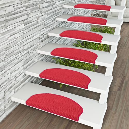 Natur Sisal Stufenmatte Halbrund Einfarbig | 100% Naturfaser | Rutschsicher und Robust | Große Farbeauswahl von Snapstyle