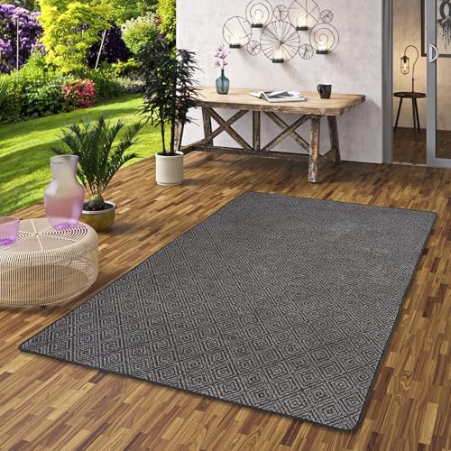 Snapstyle Newport In- & Outdoor Teppich Anthrazit Vintage - Wetterfest & UV-beständig - Beidseitig nutzbar, Pflegeleicht - Balkon, Terrasse, Garten & Innenbereich - In vielen Größen erhältlich von Snapstyle