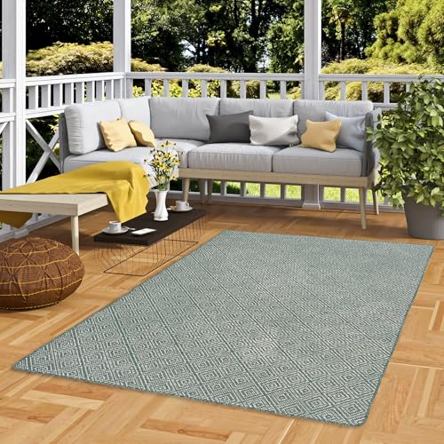 Snapstyle Newport In- & Outdoor Teppich Grün Vintage - Wetterfest & UV-beständig - Beidseitig nutzbar, Pflegeleicht - Balkon, Terrasse, Garten & Innenbereich - In vielen Größen erhältlich von Snapstyle