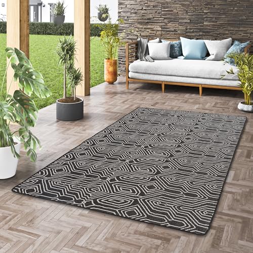 Snapstyle Newport Outdoorteppich Boho Schwarz Weiss - Wasserdichter & UV-beständiger Teppich für Balkon, Garten, Terrasse & Küche - Beidseitig nutzbar, Pflegeleicht - In 24 Größen erhältlich Snapstyle Newport Outdoorteppich Boho Schwarz Weiss - Wasserdichter & UV-beständiger Teppich für Balkon, Garten, Terrasse & Küche - Beidseitig nutzbar, Pflegeleicht - In 24 Größen erhältlich von Snapstyle