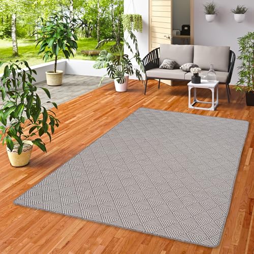 Snapstyle Newport Outdoorteppich Grau Weiss - Wasserdichter & UV-beständiger Teppich für Balkon, Garten, Terrasse & Küche - Beidseitig nutzbar, Pflegeleicht - In 24 Größen erhältlich von Snapstyle