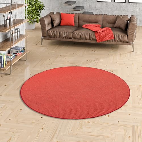 Snapstyle Sisal Natur Teppich Astra Rot Rund in 7 Größen von Snapstyle