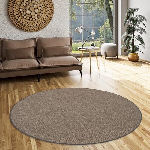Snapstyle Sisal Teppich Rund Grau Mix - Natürlicher & Robuster Teppich für Wohnzimmer, Esszimmer & Flur - rutschfest & Pflegeleicht - Hochwertiger Naturfaser-Teppich in Modernem Design von Snapstyle