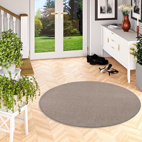 Snapstyle Trend Velours Teppich Einfarbig Joy Taupe Rund in 7 Größen von Snapstyle