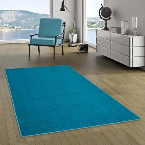 Snapstyle Velours Teppich in Petrol - Weicher, Strapazierfähiger Teppich für Wohnzimmer, Schlafzimmer und Kinderzimmer - Modern, Pflegeleicht - Verschiedene Größen Verfügbar von Snapstyle