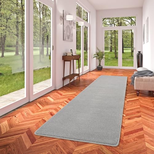 Snapstyle Velours-Teppichläufer Touch Grau Meliert - Weicher Teppichläufer für Wohnzimmer, Schlafzimmer, Flur - Strapazierfähiger Läufer - Pflegeleicht & Langlebig von Snapstyle