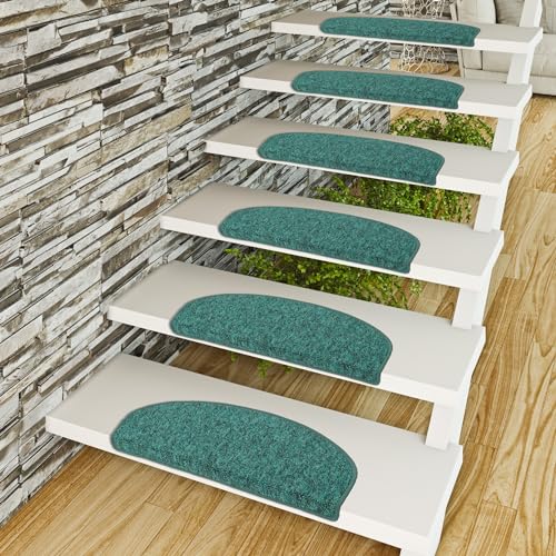 Trend Schlingenware Stufenmatten - rutschfest und Selbstklebend - Einzeln oder 15er-Pack in Großer Farbauswahl - Pflegeleichte Treppenmatten in Flur und Diele von Snapstyle
