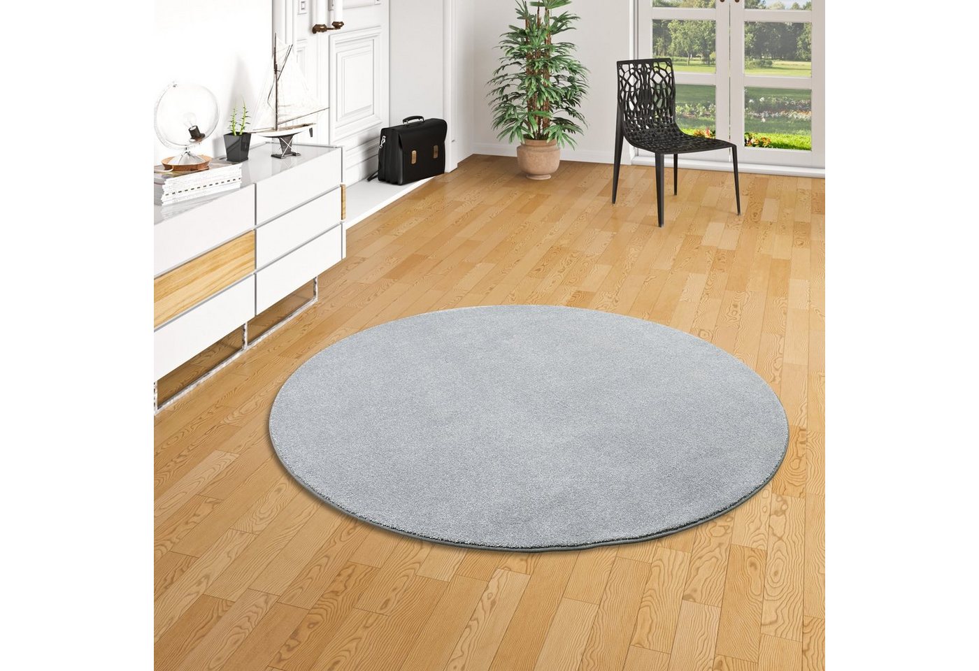 Veloursteppich Hochflor Luxus Velours Teppich Touch Rund, Snapstyle, Rund, Höhe: 21 mm von Snapstyle