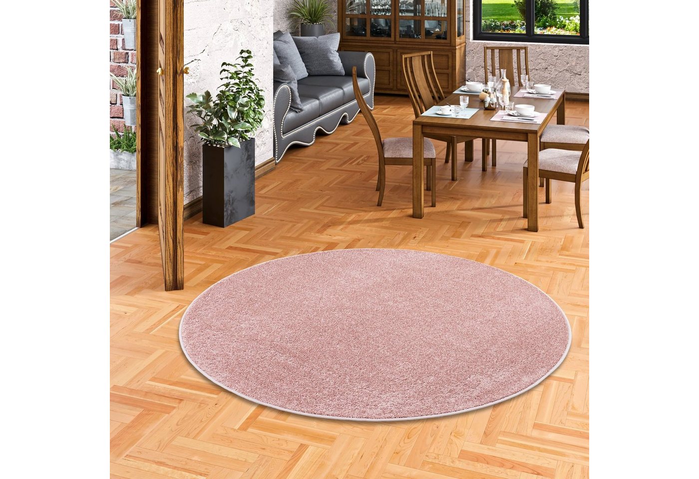 Veloursteppich Hochflor Velours Teppich Luna Rund, Snapstyle, Rund, Höhe: 16 mm von Snapstyle