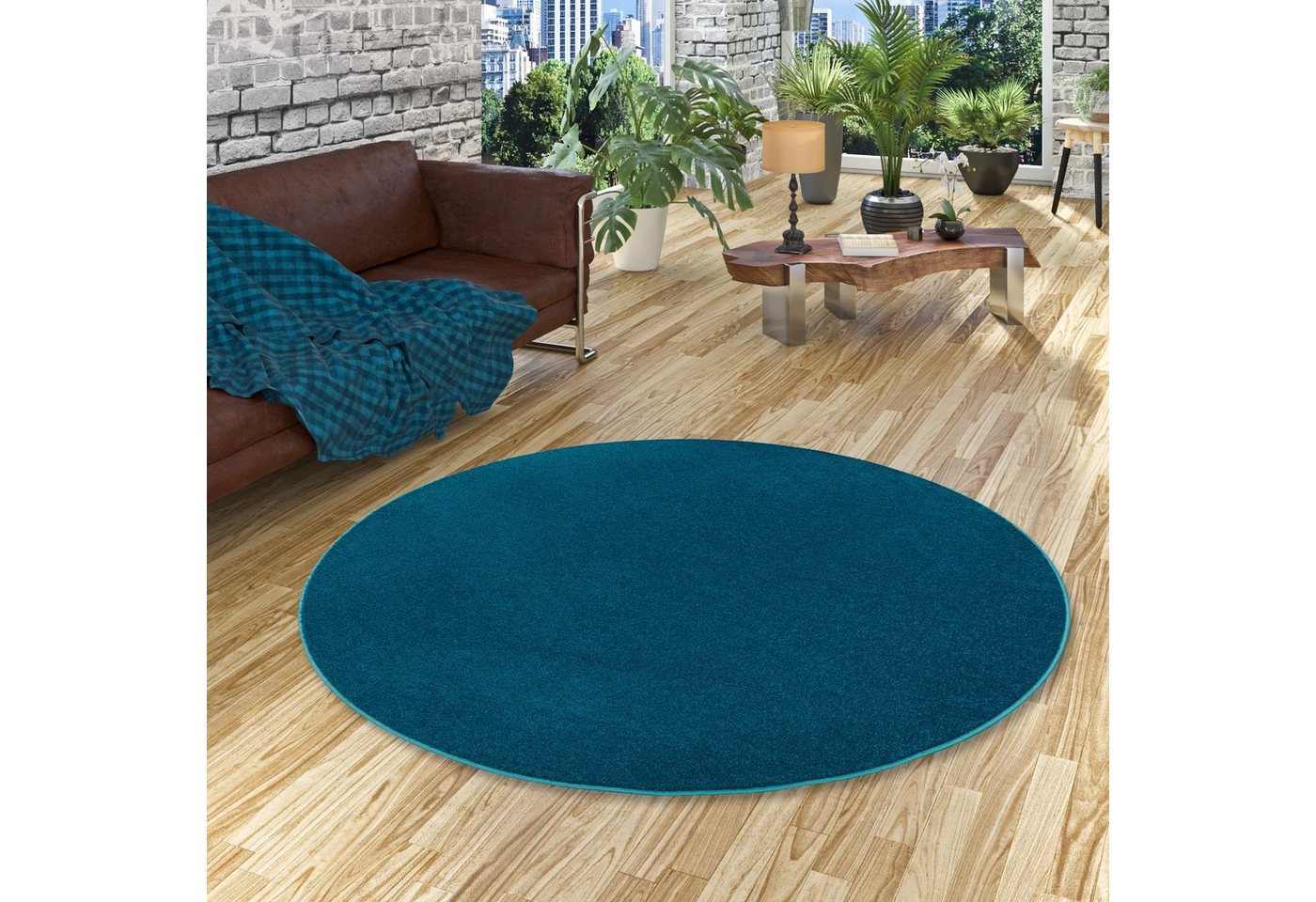 Veloursteppich Hochflor Velours Teppich Luna Rund, Snapstyle, Rund, Höhe: 16 mm von Snapstyle