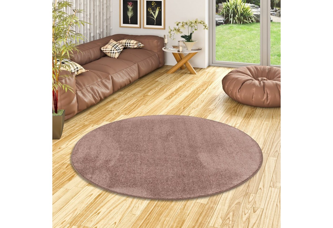 Veloursteppich Hochflor Velours Teppich Luna Rund, Snapstyle, Rund, Höhe: 16 mm von Snapstyle