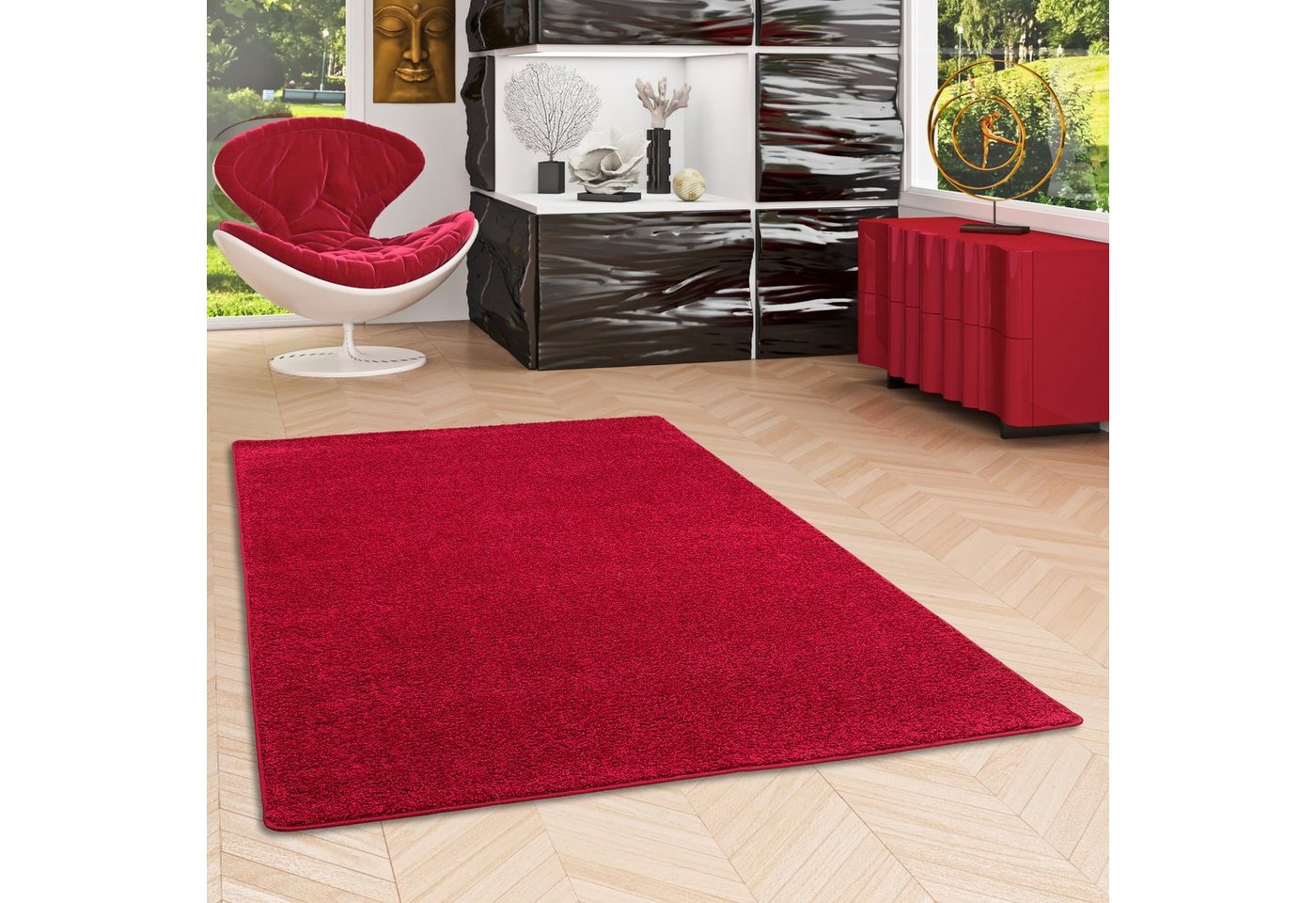 Veloursteppich Hochflor Velours Teppich Mona, Snapstyle, Rechteckig, Höhe: 16 mm von Snapstyle