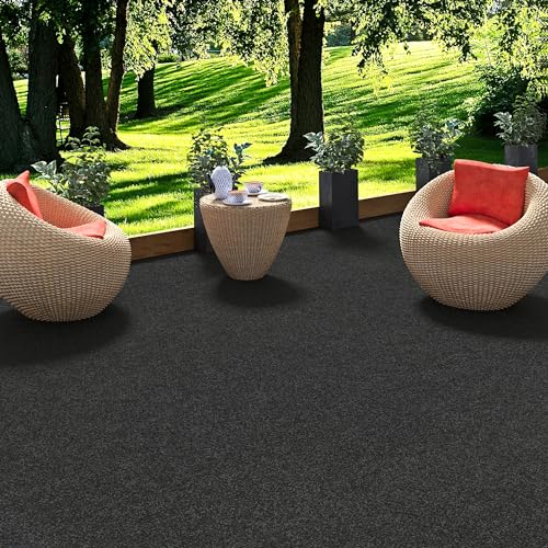 exteriortrend Komfort Kunstrasen Rasenteppich mit Noppen Kingston Anthrazit Mix in 19 Größen von Snapstyle