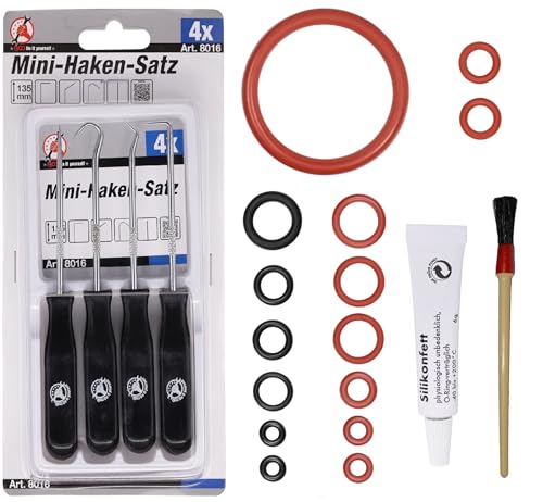 Dichtung Wartungssatz O-Ring für Auslaufstutzen Dampfventil Brühgruppe Einlaufstutzen Stempel Kolben kompatibel mit Phillips Saeco Spidem Gaggia RI EP HD SM SUP Set-19 + 6g Tube + Pinsel + Hakensatz von Snapworld-Kaffee
