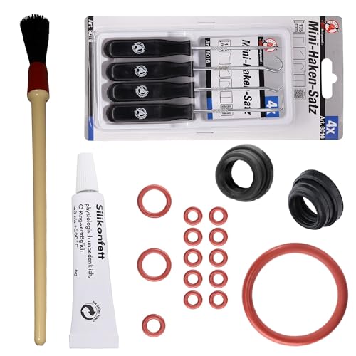 Dichtung Wartungssatz O-Ring passend für Philips Saeco Gaggia Spidem RI EP HD SM SUP zu Brühgruppe Auslaufstutzen Auslaufventil Wassertank Druckschlauch Set-10 + 6g Tube + Pinsel + Hakensatz von Snapworld-Kaffee