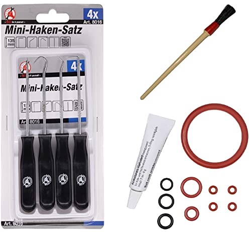Wartungssatz XXL Dichtung O-Ringe für Brühgruppe Auslaufventil Auslaufstutzen kompatibel mit Philips Saeco Spidem Gaggia Set-41 | inkl. 6g Tube Lebensmittelfett, Werkzeug Reinigungspinsel & Hakensatz von Snapworld-Kaffee