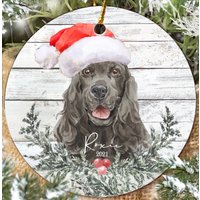 Hunde Ornament Personalisiert, Personalisierter Hund Weihnachtsschmuck, Beagle Ornament, Geschenk, Haustier Black Cocker Spaniel Xmas von SnatchedUpStore