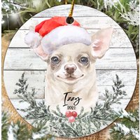 Personalisierter Weihnachtsschmuck, Keramik Haustiername Ornamente, Familie Weihnachten Hund Ornamente Chihuahua Rasse von SnatchedUpStore