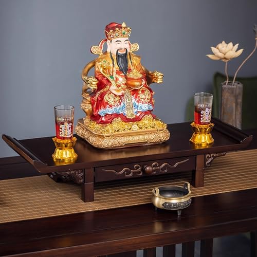 Altartisch, Meditationstisch Schrein Aus Massivem Holz, Regal Mit Götterständer Und Geschnitzten Schubladen, Hölzerne Gebetsbank, Guan-Gong-Buddha-Statue, for Aufstellen Von Fotos(60cm/23.62in) von Snaweo