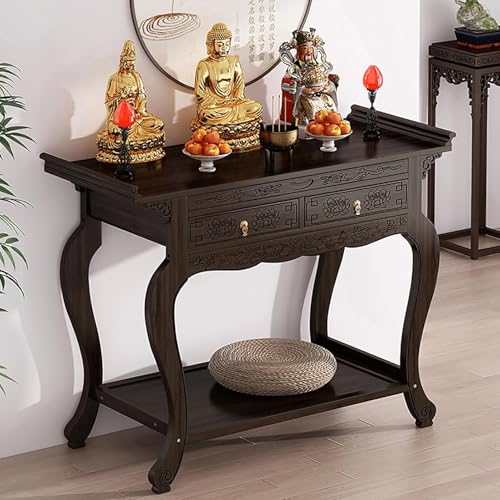 Altartisch Gebetsaltarschrank, Meditationstisch Mit Schublade, Ständer for Buddhistische Nische, Verandaschrank Aus Massivholz, for Zimmer, Schlafzimmer, Büro(66cm/25.98in) von Snaweo