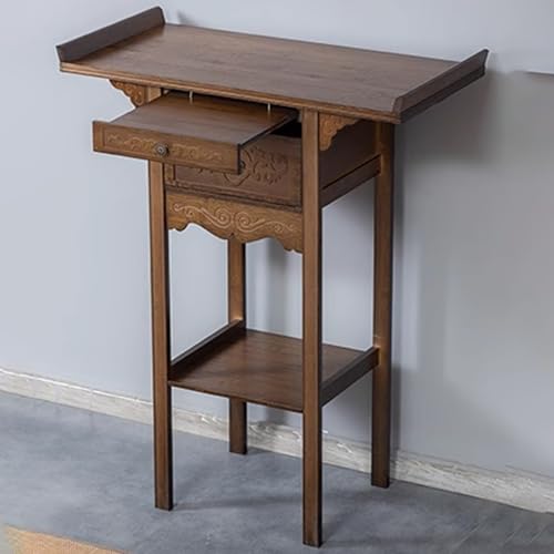 Altartisch Mit Aufbewahrung, Beistelltisch, Vintage-Eingangskonsole, Buddhistische Nische, Altar-Beistelltische Im Japanischen Stil, for Gebete Oder Heimdekoration(Brown,66cm/25.98in) von Snaweo