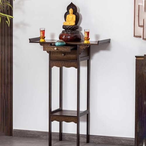 Altartisch for Zuhause, Meditationstisch Mit Ausziehbarer Ablage, Buddhistische Nische Mit Schublade, Gebetsbank Aus Massivholz, for Den Spirituellen Gebrauch In Der Familie(Brown B,70cm/27.56) von Snaweo