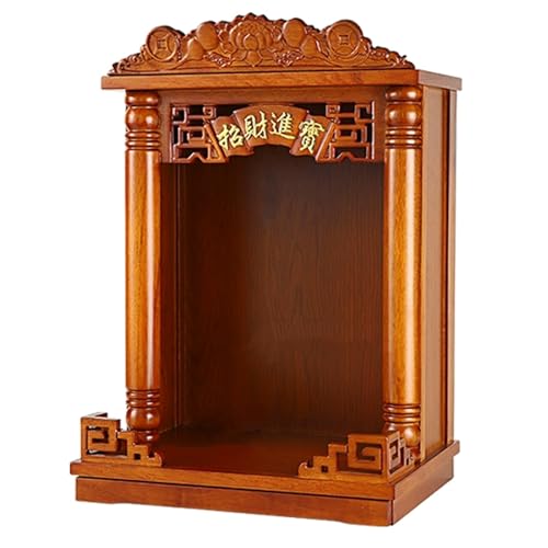 An der Wand montierter Meditationstisch, buddhistischer Ausstellungsständer, traditioneller Buddha-Altar, Guan Gong Guanyin Buddha-Statue, Opfertisch, Feng Shui-Altarständer(Brown A,30cm/11.42in) von Snaweo