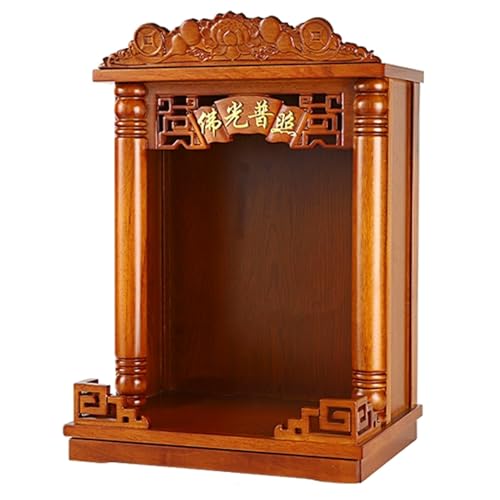 An der Wand montierter Meditationstisch, buddhistischer Ausstellungsständer, traditioneller Buddha-Altar, Guan Gong Guanyin Buddha-Statue, Opfertisch, Feng Shui-Altarständer(Brown B,46cm/16.54in) von Snaweo