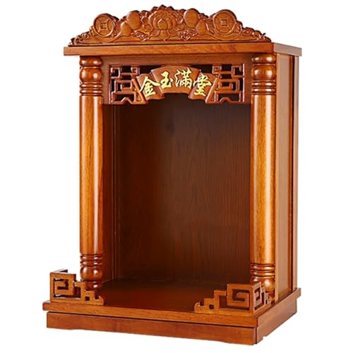 An der Wand montierter Meditationstisch, buddhistischer Ausstellungsständer, traditioneller Buddha-Altar, Guan Gong Guanyin Buddha-Statue, Opfertisch, Feng Shui-Altarständer(Brown C,30cm/11.42in) von Snaweo