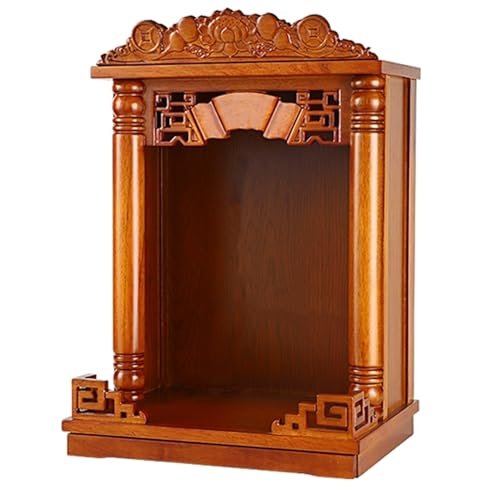 An der Wand montierter Meditationstisch, buddhistischer Ausstellungsständer, traditioneller Buddha-Altar, Guan Gong Guanyin Buddha-Statue, Opfertisch, Feng Shui-Altarständer(Brown D,55cm/20.67in) von Snaweo