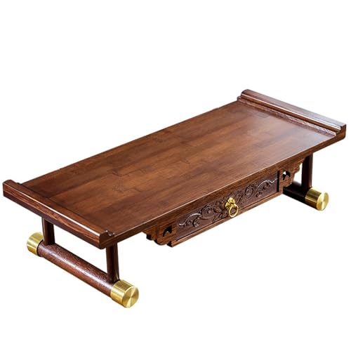 Chinesischer Meditationstisch, Altartisch Aus Massivholz, Meditationstische Mit Stauraum, Geschnitzte Buddhistische Altäre, Gebetsbank Aus Kupfer, Pooja-Schrank Mit Erhöhtem Sockel(50cm/19.68in) von Snaweo
