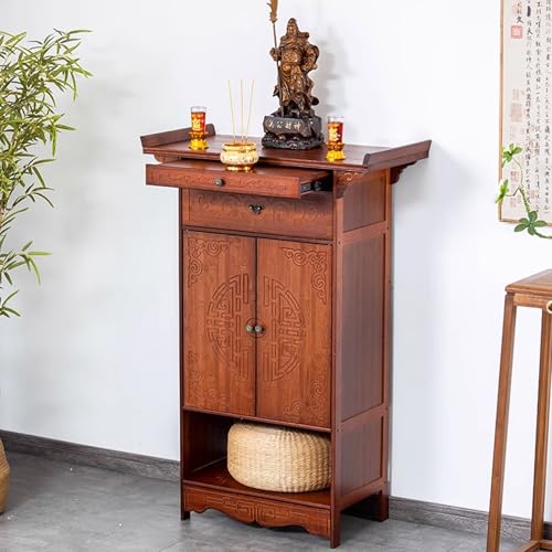 Snaweo Altartisch, Buddha-Nische, Altarschrank Aus Massivholz Mit Schublade, Chinesischer Altarschrank, Meditationstisch, Opfertische Aus Bambus, for Die Präsentation Von Opfergaben(80cm/31.50in) von Snaweo